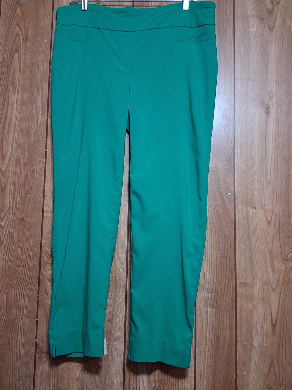 Zac & Rachel Womens pull on stretch ankle length Pants Sz14 Green Retro Chic